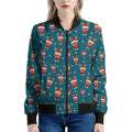 Christmas Santa Reindeer Pattern Print Women's Bomber Jacket