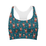 Christmas Santa Reindeer Pattern Print Women's Sports Bra