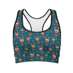 Christmas Santa Reindeer Pattern Print Women's Sports Bra