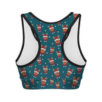 Christmas Santa Reindeer Pattern Print Women's Sports Bra