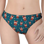 Christmas Santa Reindeer Pattern Print Women's Thong