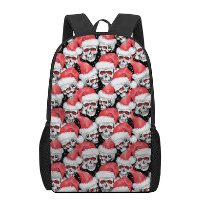 Christmas Santa Skull Pattern Print 17 Inch Backpack