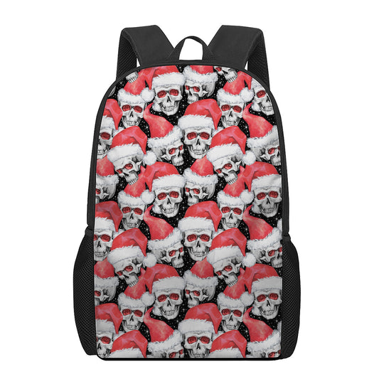 Christmas Santa Skull Pattern Print 17 Inch Backpack