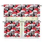Christmas Santa Skull Pattern Print 3 Piece Kitchen Curtains