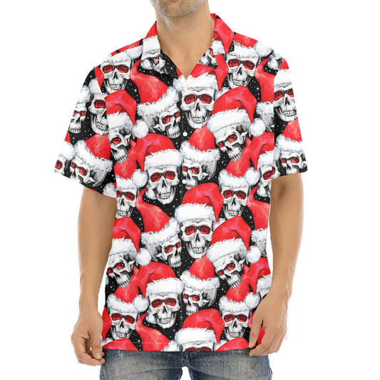 Christmas Santa Skull Pattern Print Aloha Shirt