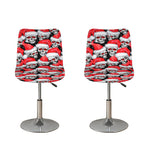Christmas Santa Skull Pattern Print Bar Stool Covers
