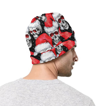 Christmas Santa Skull Pattern Print Beanie