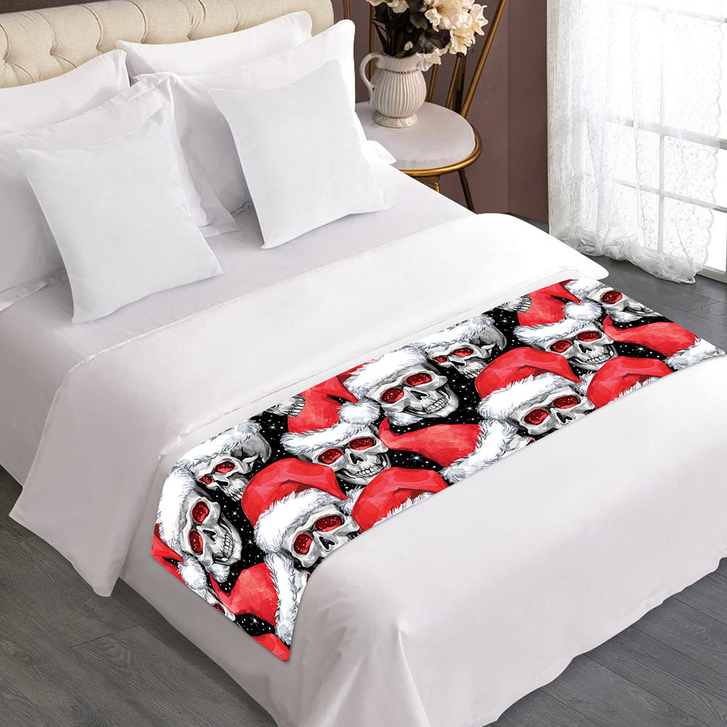 Christmas Santa Skull Pattern Print Bed Runner