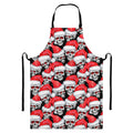 Christmas Santa Skull Pattern Print Bib Apron With Pocket