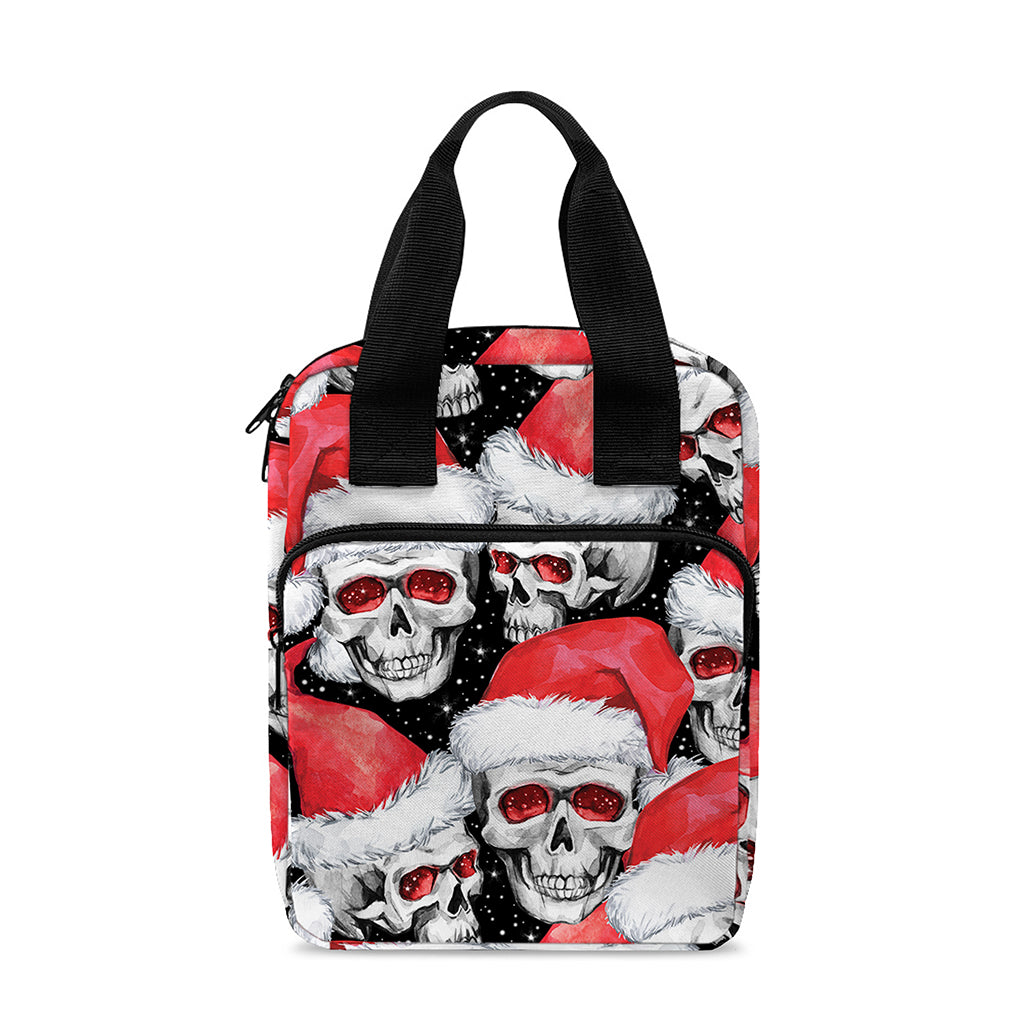 Christmas Santa Skull Pattern Print Bible Tote Bag