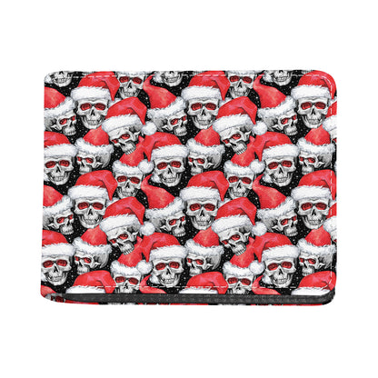 Christmas Santa Skull Pattern Print Bifold Wallet
