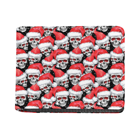 Christmas Santa Skull Pattern Print Bifold Wallet