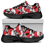 Christmas Santa Skull Pattern Print Black Chunky Shoes