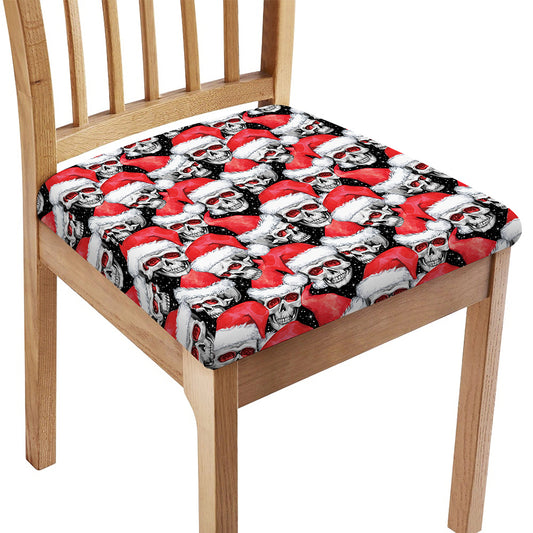 Christmas Santa Skull Pattern Print Chair Cushion Cover