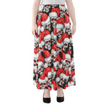 Christmas Santa Skull Pattern Print Chiffon Maxi Skirt