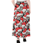 Christmas Santa Skull Pattern Print Chiffon Maxi Skirt