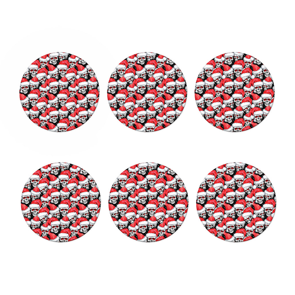 Christmas Santa Skull Pattern Print Coaster Set