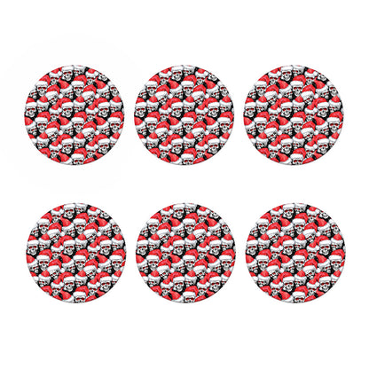 Christmas Santa Skull Pattern Print Coaster Set