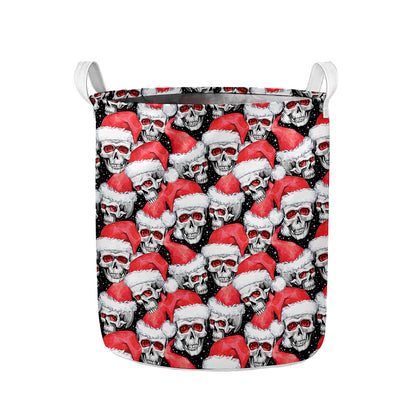 Christmas Santa Skull Pattern Print Collapsible Laundry Basket