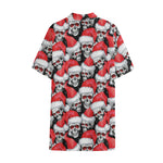 Christmas Santa Skull Pattern Print Cotton Hawaiian Shirt