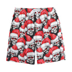 Christmas Santa Skull Pattern Print Cotton Shorts