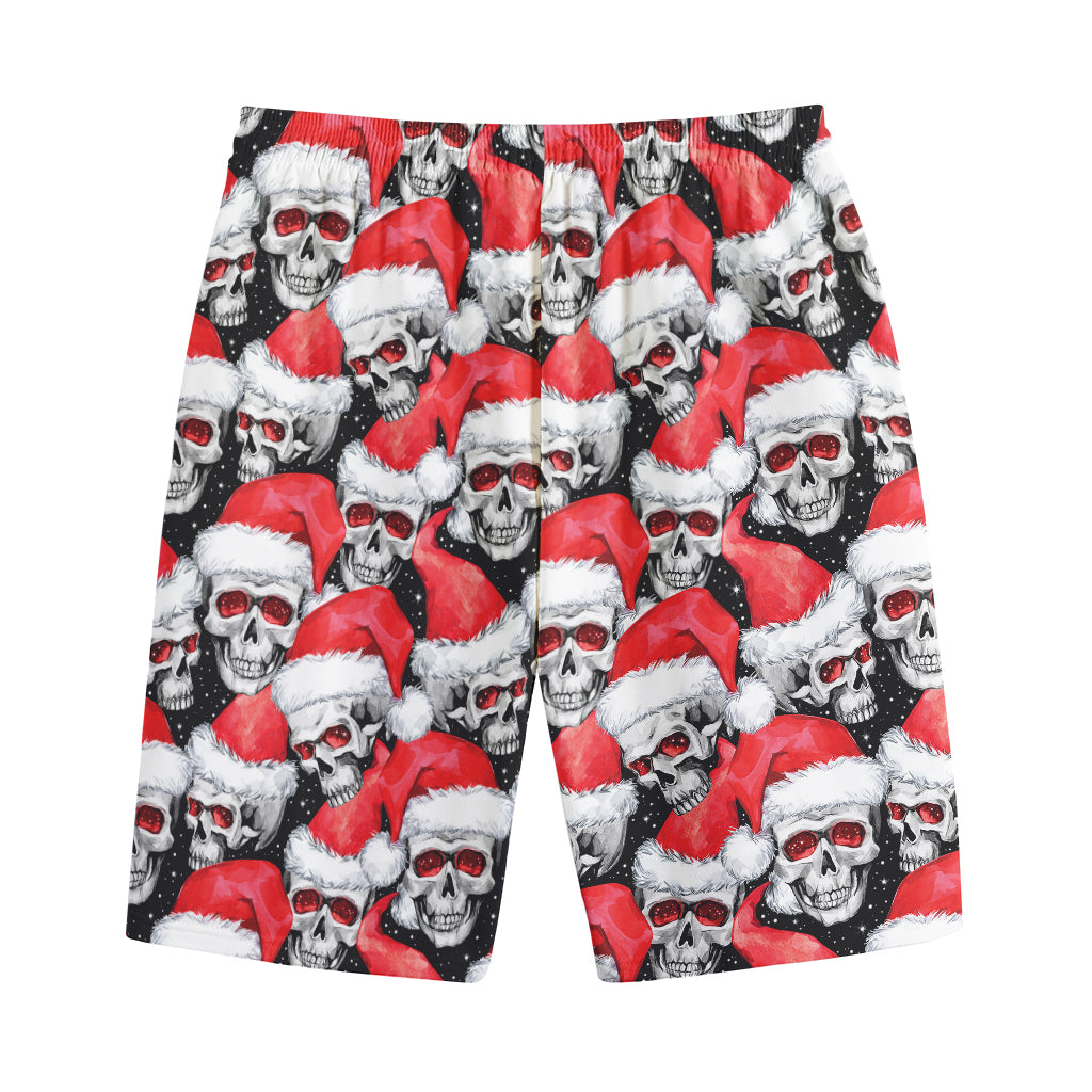 Christmas Santa Skull Pattern Print Cotton Shorts