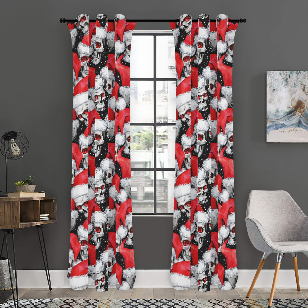 Christmas Santa Skull Pattern Print Curtain