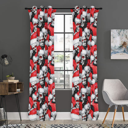 Christmas Santa Skull Pattern Print Curtain