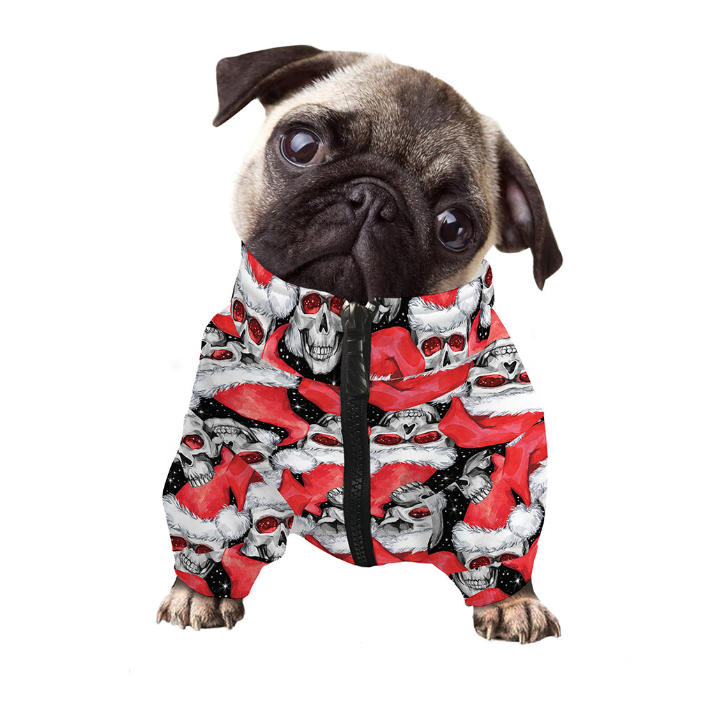 Christmas Santa Skull Pattern Print Dog Zip Up Jacket