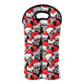 Christmas Santa Skull Pattern Print Double Neoprene Wine Tote