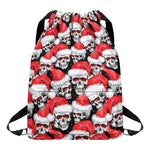 Christmas Santa Skull Pattern Print Drawstring Backpack
