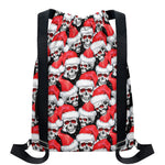 Christmas Santa Skull Pattern Print Drawstring Backpack