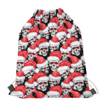 Christmas Santa Skull Pattern Print Drawstring Bag