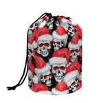 Christmas Santa Skull Pattern Print Drawstring Makeup Bag