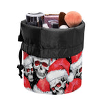 Christmas Santa Skull Pattern Print Drawstring Makeup Bag