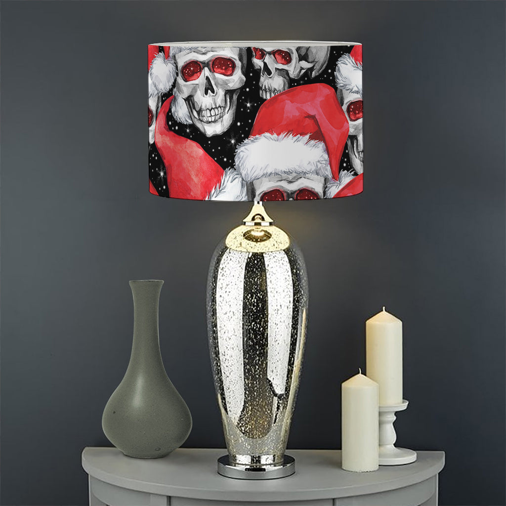 Christmas Santa Skull Pattern Print Drum Lamp Shade
