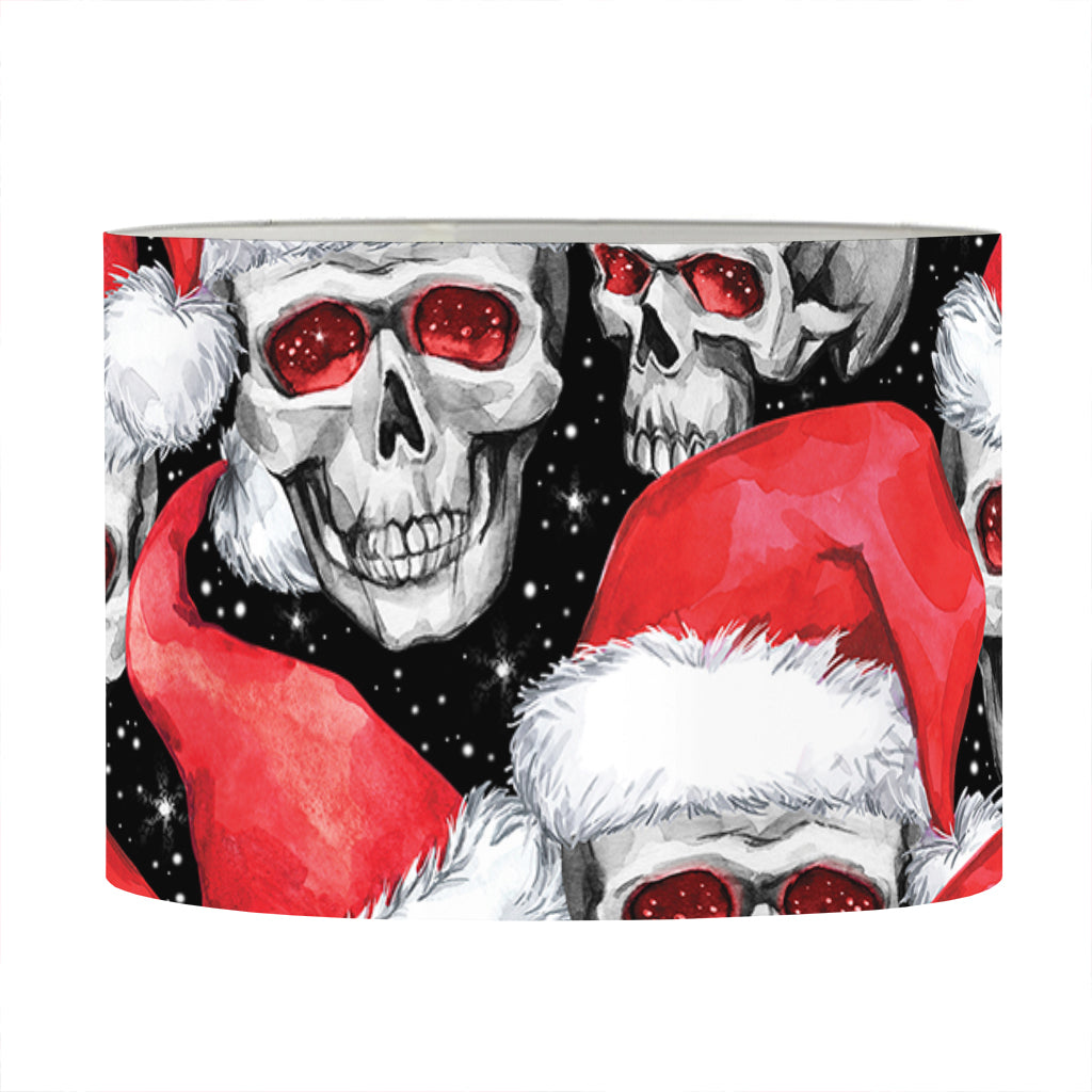 Christmas Santa Skull Pattern Print Drum Lamp Shade