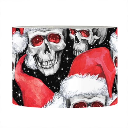 Christmas Santa Skull Pattern Print Drum Lamp Shade