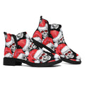 Christmas Santa Skull Pattern Print Flat Ankle Boots