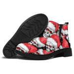 Christmas Santa Skull Pattern Print Flat Ankle Boots