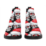 Christmas Santa Skull Pattern Print Flat Ankle Boots