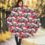 Christmas Santa Skull Pattern Print Foldable Umbrella