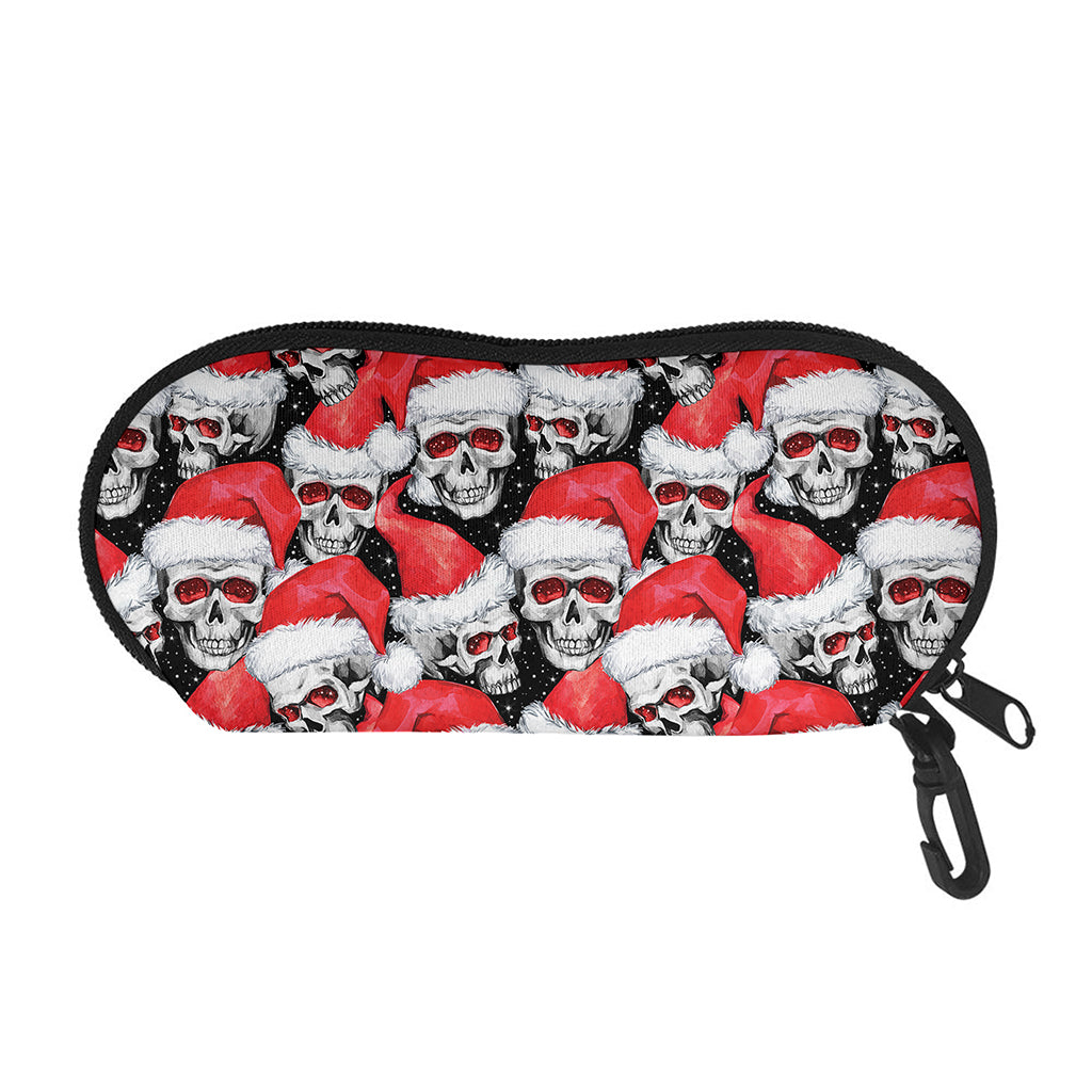 Christmas Santa Skull Pattern Print Glasses Case