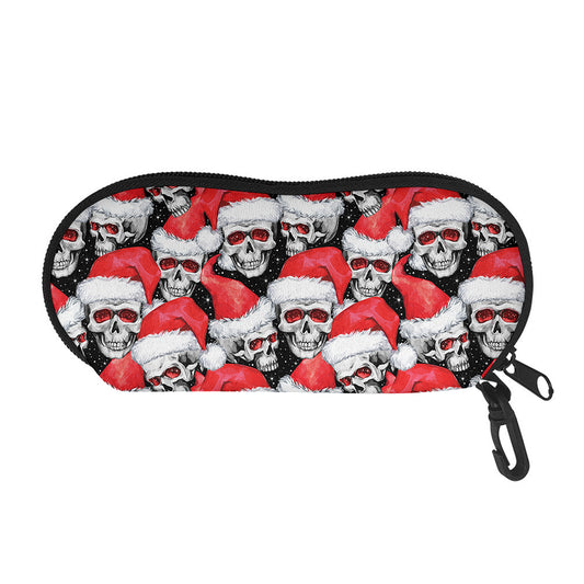 Christmas Santa Skull Pattern Print Glasses Case