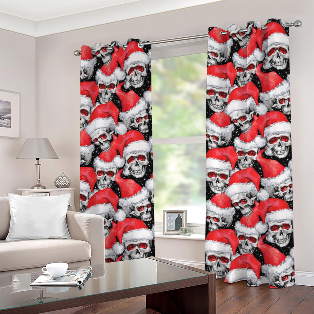 Christmas Santa Skull Pattern Print Grommet Curtains