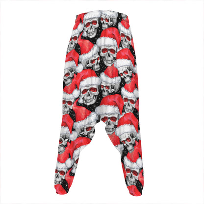 Christmas Santa Skull Pattern Print Hammer Pants