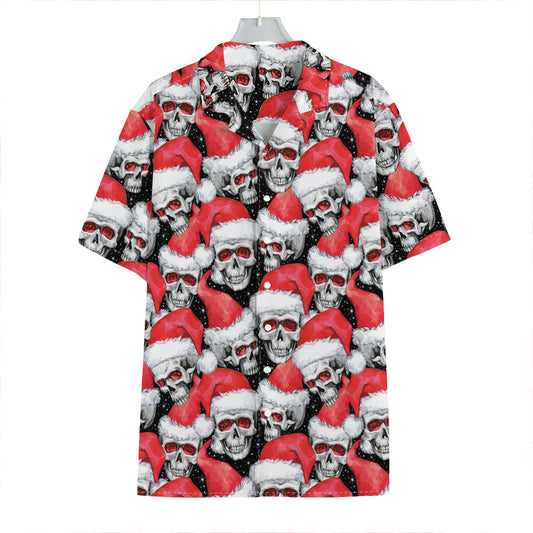 Christmas Santa Skull Pattern Print Hawaiian Shirt