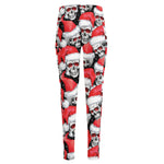 Christmas Santa Skull Pattern Print High-Waisted Pocket Leggings