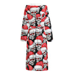 Christmas Santa Skull Pattern Print Hooded Bathrobe