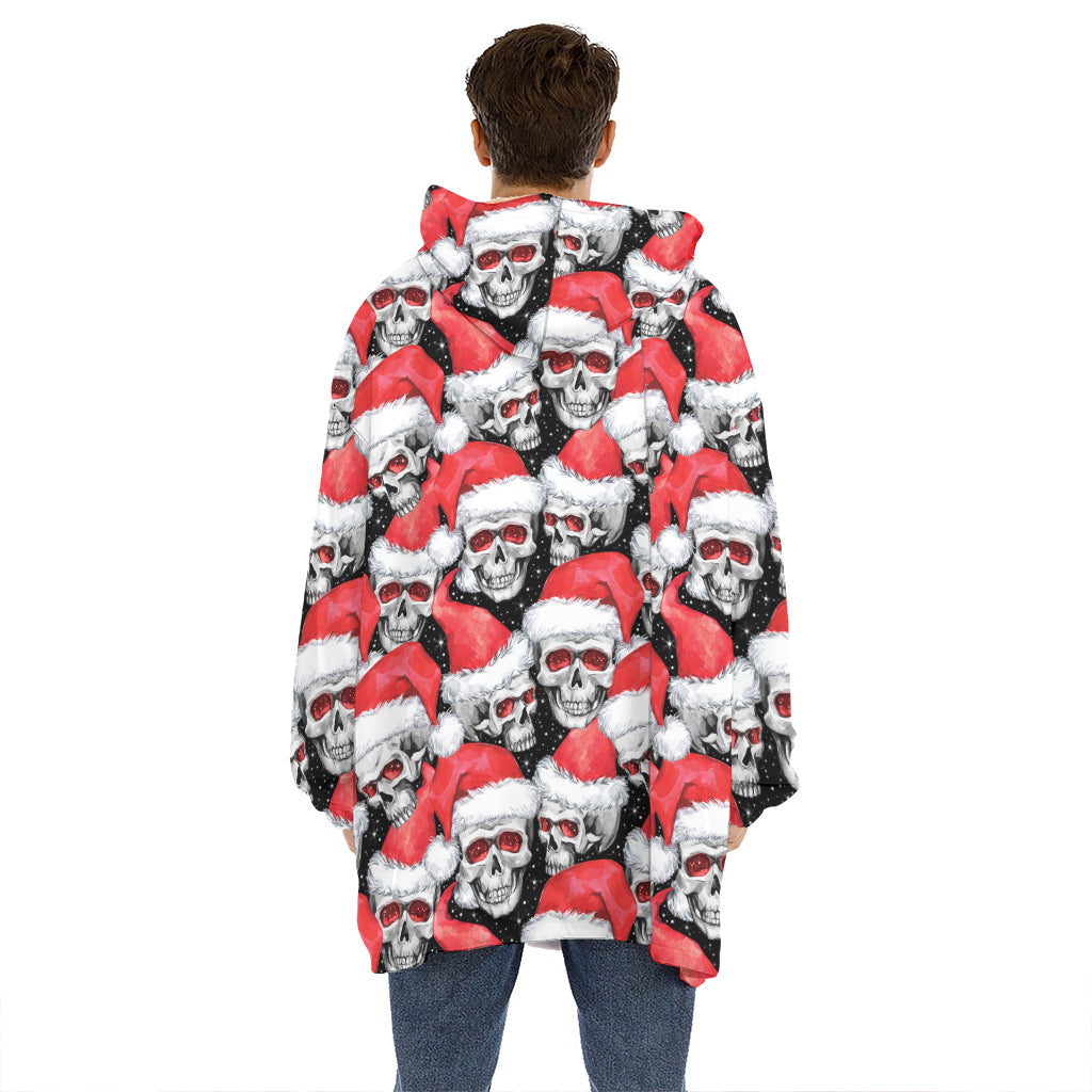 Christmas Santa Skull Pattern Print Hoodie Blanket